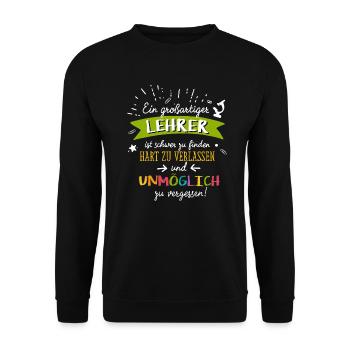 Grossartiger Lehrer - Geschenk Grundschule Klasse - Unisex Pullover - Schwarz - Vorne - Alina (178cm) & Michal (187cm)