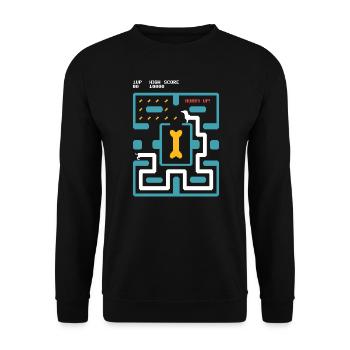 8 Bit Arcade Gaming Dackel Hund 80s Retro Gamer - Unisex Pullover - Schwarz - Vorne - Alina (178cm) & Michal (187cm)