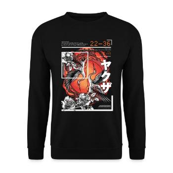 Japanese Art Style Crane - Unisex Sweatshirt - black - Front - Alina (178cm) & Michal (187cm)