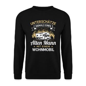Camping Opa Wohnmobil Rentner Camper Großvater - Unisex Pullover - Schwarz - Vorne - Alina (178cm) & Michal (187cm)