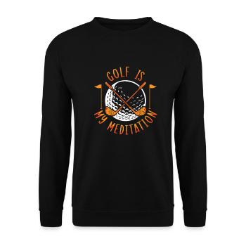 Golf Golfer Präsent Golf Spieler Golfclub Golfball - Unisex Pullover - Schwarz - Vorne - Alina (178cm) & Michal (187cm)