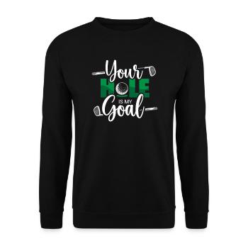 Golf Golfer Präsent Golf Spieler Golfclub Golfball - Unisex Pullover - Schwarz - Vorne - Alina (178cm) & Michal (187cm)