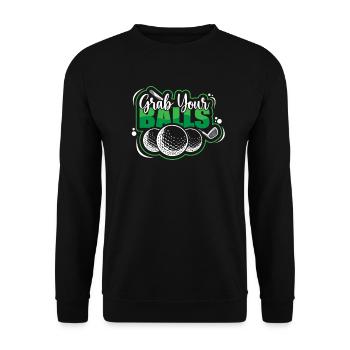 Golf Golfer Präsent Golf Spieler Golfclub Golfball - Unisex Pullover - Schwarz - Vorne - Alina (178cm) & Michal (187cm)