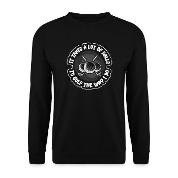 Golf Golfer Präsent Golf Spieler Golfclub Golfball - Unisex Pullover - Schwarz - Vorne - Alina (178cm) & Michal (187cm)