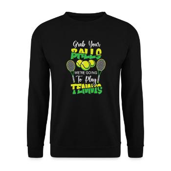 Joueur de tennis présent Tennis Club Coach Sport - Sweat-shirt Unisexe - noir - Devant - Alina (178cm) & Michal (187cm)
