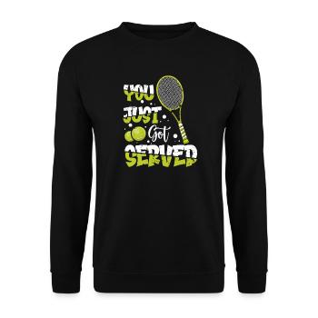 Joueur de tennis présent Tennis Club Coach Sport - Sweat-shirt Unisexe - noir - Devant - Alina (178cm) & Michal (187cm)