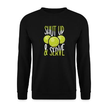 Joueur de tennis présent Tennis Club Coach Sport - Sweat-shirt Unisexe - noir - Devant - Alina (178cm) & Michal (187cm)