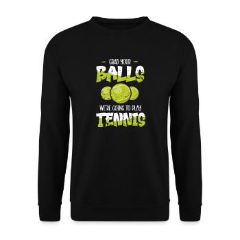Joueur de tennis présent Tennis Club Coach Sport - Sweat-shirt Unisexe - noir - Devant - Alina (178cm) & Michal (187cm)