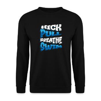 Schwimmer Präsent Wassersport Schwimmen Tauchen - Unisex Pullover - Schwarz - Vorne - Alina (178cm) & Michal (187cm)