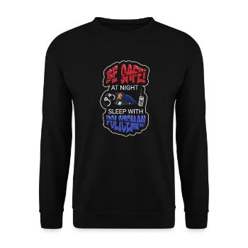 Un policier présente un agent d’application de la loi de la police - Sweat-shirt Unisexe - noir - Devant - Alina (178cm) & Michal (187cm)
