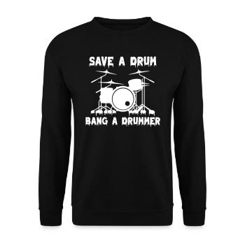 Sauvez un tambour Bang un batteur - Sweat-shirt Unisexe - noir - Devant - Alina (178cm) & Michal (187cm)