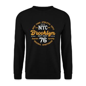 College Design New York Athletic Dept. Brooklyn - Sweat-shirt Unisexe - noir - Devant - Alina (178cm) & Michal (187cm)