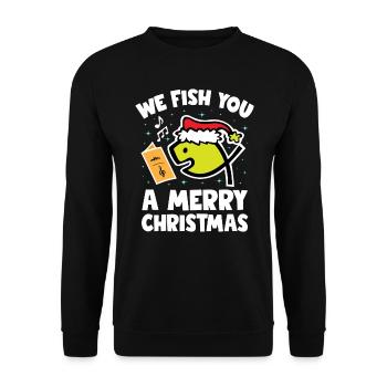 We Fish You A Merry Christmas - Unisex Sweatshirt - black - Front - Alina (178cm) & Michal (187cm)