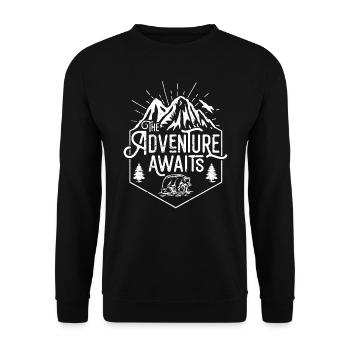 The Adventure Awaits Outdoor Camping Hiking Design - Unisex Sweatshirt - black - Front - Alina (178cm) & Michal (187cm)