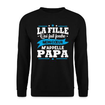 La fille qui fait fondre mon cœur m appelle papa - Sweat-shirt Unisexe - noir - Devant - Alina (178cm) & Michal (187cm)