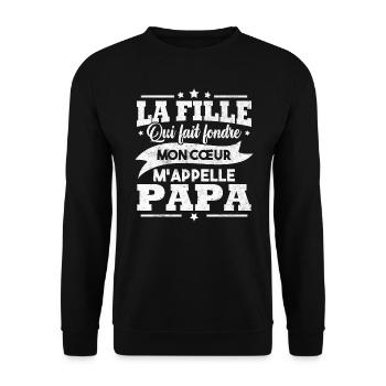 La fille qui fait fondre mon cœur m appelle papa - Sweat-shirt Unisexe - noir - Devant - Alina (178cm) & Michal (187cm)