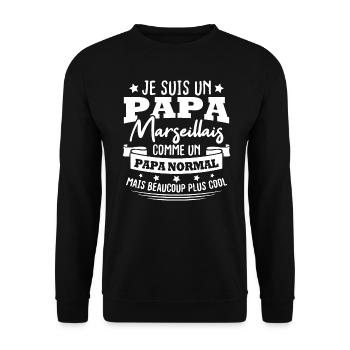 Je suis un Papa Marseillais - Sweat-shirt Unisexe - noir - Devant - Alina (178cm) & Michal (187cm)