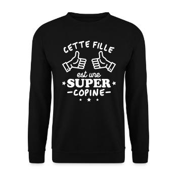 Cette fille est une super copine - Sweat-shirt Unisexe - noir - Devant - Alina (178cm) & Michal (187cm)
