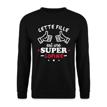 Cette fille est une super copine - Sweat-shirt Unisexe - noir - Devant - Alina (178cm) & Michal (187cm)