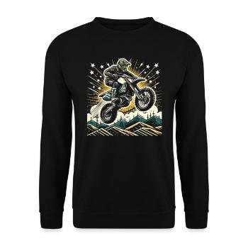 Retro Motocross Gift - Vintage Dirt Bike - Unisex Sweatshirt - black - Front - Alina (178cm) & Michal (187cm)