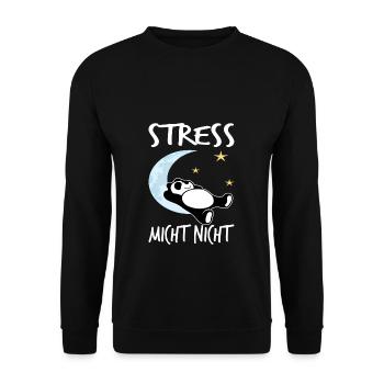 Stress mich nicht Humor Faultier Sprüche Hetze - Unisex Pullover - Schwarz - Vorne - Alina (178cm) & Michal (187cm)