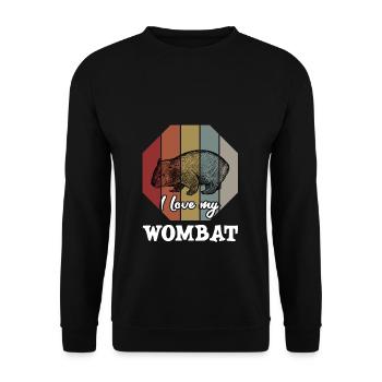 Wombat Liebhaber Vintage Wombat Australien Retro - Unisex Pullover - Schwarz - Vorne - Alina (178cm) & Michal (187cm)