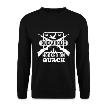 Duckaholic duck hunting - Unisex Sweatshirt - black - Front - Alina (178cm) & Michal (187cm)