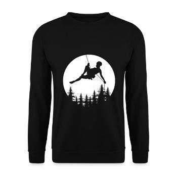 Lune grimpeur escalade rappel montagnes cadeau - Sweat-shirt Unisexe - noir - Devant - Alina (178cm) & Michal (187cm)