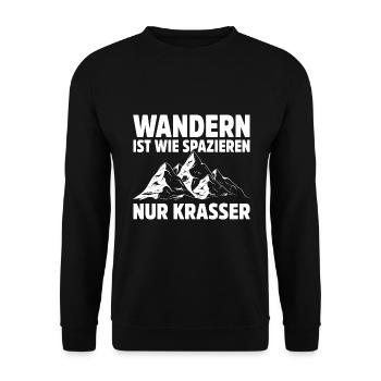 Wandern Geschenk Für Wanderer Berge Trekking - Unisex Pullover - Schwarz - Vorne - Alina (178cm) & Michal (187cm)