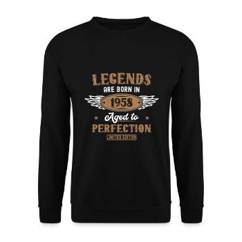 65 Birthday Gift Man Woman 1958 Born - Unisex Sweatshirt - black - Front - Alina (178cm) & Michal (187cm)