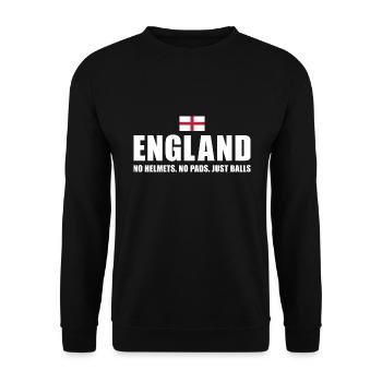 No Helmets No Pads Just Balls England Rugby - Unisex Pullover - Schwarz - Vorne - Alina (178cm) & Michal (187cm)