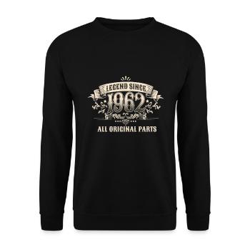 Retro Vintage Birthday Legend Since 1962 - Unisex Pullover - Schwarz - Vorne - Alina (178cm) & Michal (187cm)