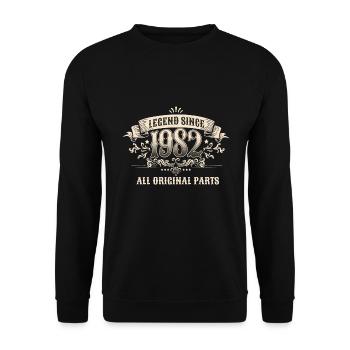 Retro Vintage Birthday Legend Since 1982 - Unisex Pullover - Schwarz - Vorne - Alina (178cm) & Michal (187cm)