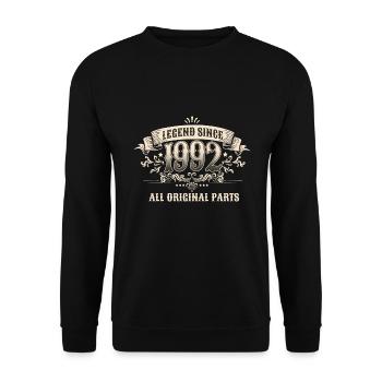 Retro Vintage Birthday Legend Since 1992 - Unisex Pullover - Schwarz - Vorne - Alina (178cm) & Michal (187cm)