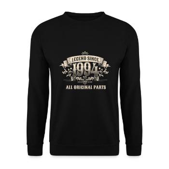 Retro Vintage Birthday Legend Since 1994 - Unisex Pullover - Schwarz - Vorne - Alina (178cm) & Michal (187cm)