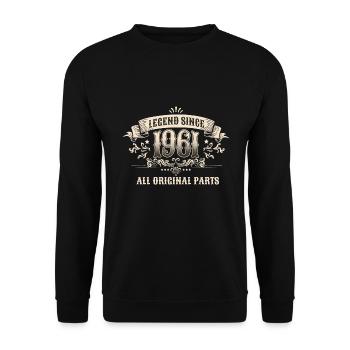 Retro Vintage Birthday Legend Since 1961 - Unisex Pullover - Schwarz - Vorne - Alina (178cm) & Michal (187cm)