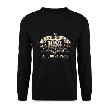 Retro Vintage Birthday Legend Since 1981 - Unisex Pullover - Schwarz - Vorne - Alina (178cm) & Michal (187cm)