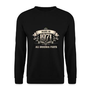Retro Vintage Birthday Made In 1971 All Original - Unisex Pullover - Schwarz - Vorne - Alina (178cm) & Michal (187cm)
