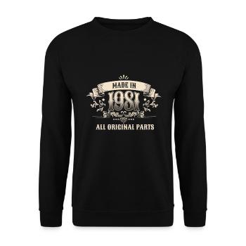 Retro Vintage Birthday Made In 1981 All Original - Unisex Pullover - Schwarz - Vorne - Alina (178cm) & Michal (187cm)