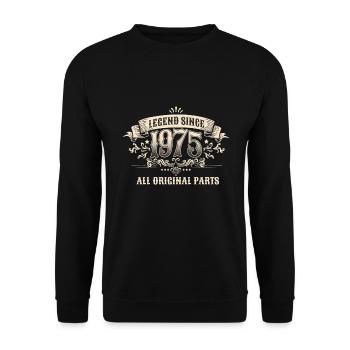 Retro Vintage Birthday Legend Since 1975 Original - Unisex Pullover - Schwarz - Vorne - Alina (178cm) & Michal (187cm)