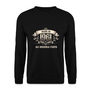 Retro Vintage Birthday Made In 1961 All Original - Unisex Pullover - Schwarz - Vorne - Alina (178cm) & Michal (187cm)