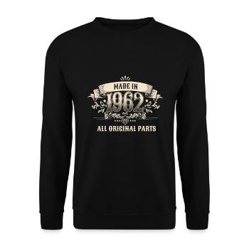 Retro Vintage Birthday Made In 1962 All Original - Unisex Pullover - Schwarz - Vorne - Alina (178cm) & Michal (187cm)