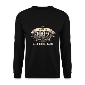 Retro Vintage Birthday Made In 1992 All Original - Unisex Pullover - Schwarz - Vorne - Alina (178cm) & Michal (187cm)