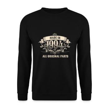 Retro Vintage Birthday Made In 1994 All Original - Unisex Pullover - Schwarz - Vorne - Alina (178cm) & Michal (187cm)