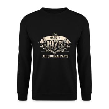 Retro Vintage Birthday Made In 1975 All Original - Unisex Pullover - Schwarz - Vorne - Alina (178cm) & Michal (187cm)