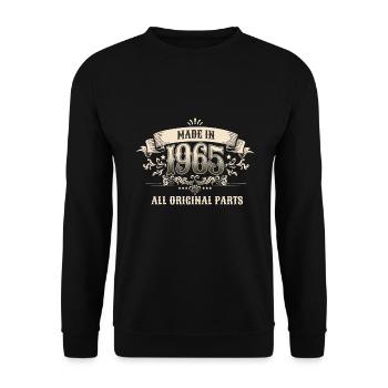 Retro Vintage Birthday Made In 1965 All Original - Unisex Pullover - Schwarz - Vorne - Alina (178cm) & Michal (187cm)
