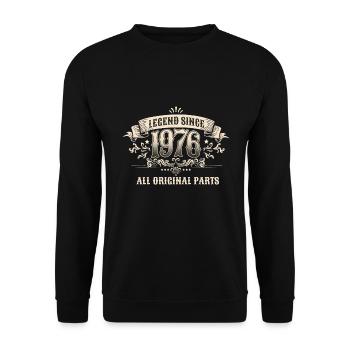 Retro Vintage Legend Since 1976 Original Parts - Unisex Pullover - Schwarz - Vorne - Alina (178cm) & Michal (187cm)