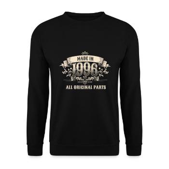Retro Vintage Birthday Made 1996 Original Parts - Unisex Pullover - Schwarz - Vorne - Alina (178cm) & Michal (187cm)