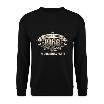 Retro Vintage Legend Since 1966 Original Parts - Unisex Pullover - Schwarz - Vorne - Alina (178cm) & Michal (187cm)