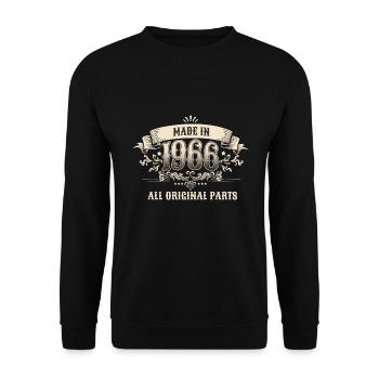 Retro Vintage Birthday Made 1966 Original Parts - Unisex Pullover - Schwarz - Vorne - Alina (178cm) & Michal (187cm)